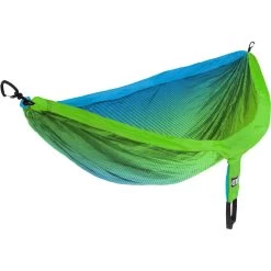 DoubleNest Print Hammock -Outdoors Equip Shop ENO DoubleNest Print Fade TealChartreuse 1